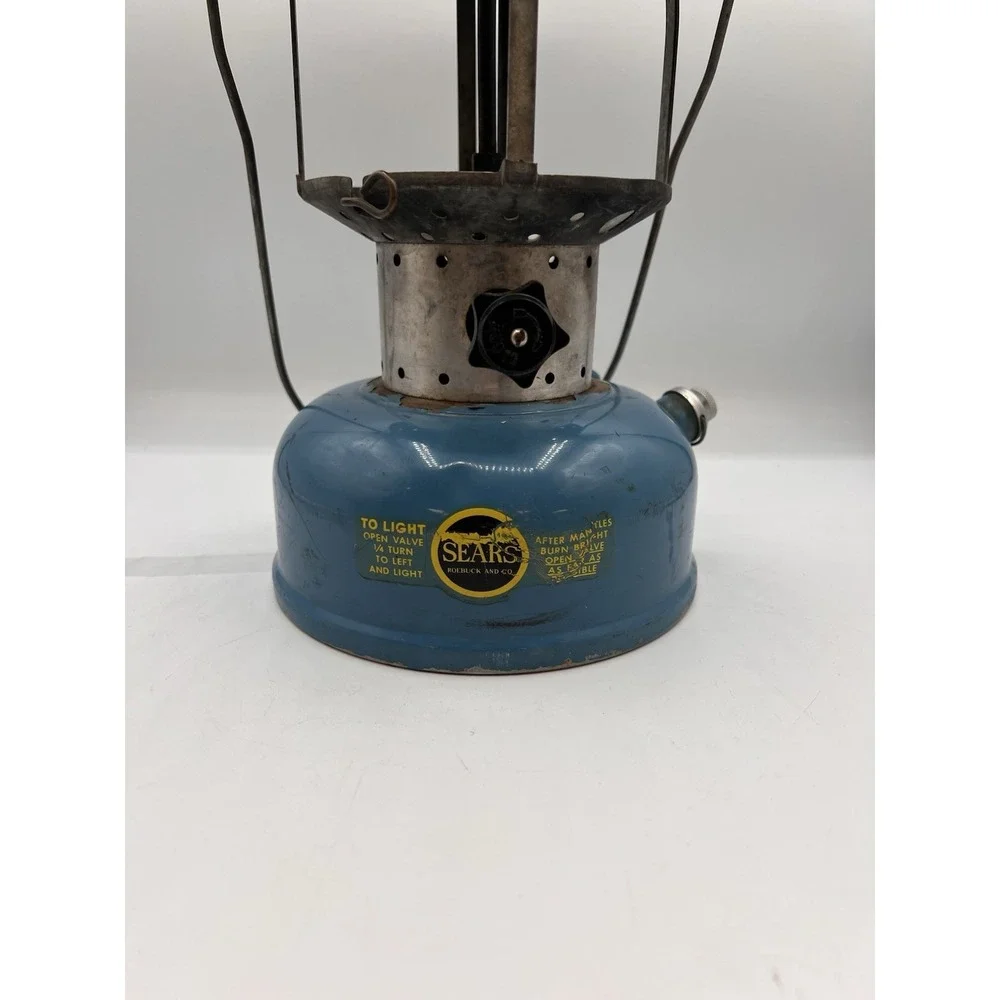 Vtg Sears Roebuck Co Double Mantle Lantern 476.74060 No Glass Blue & Black 1965